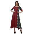 thumbnail image 1 of Moomaya Robe à Encolure Dégagée à Manches Courtes Imprimée avec Cordon à la Taille pour Femmes, 1 of 4