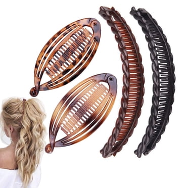 Hair Clips, Yeacher 4pcs Banana Vintage Clincher Combs Tool for Thick Curly Hair Accessories Fishtail Hair Clip Combs Double Banana Clip Set for Women Girls