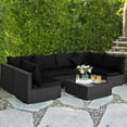 thumbnail image 2 of Gymax 7PCS Rattan Patio Conversation Set Sectional Furniture Set w/ Black Cushion, 2 of 10