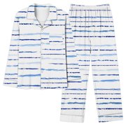 GDREDA Sleepwear for Women Women's Casual V Neck Button Pocket Long Pajama Pantsuit Women Pajama Sets pyjamas Light Blue,S