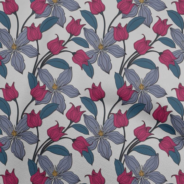 oneOone Polyester Spandex Pink Fabric Floral Retro Sewing Craft Projects Fabric Prints By Yard 56 Inch Wide