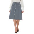 thumbnail image 1 of Unique Bargains Women's Button Front Formal Work A-Line Midi Skirt Gray L, 1 of 6