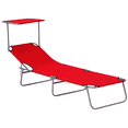 thumbnail image 1 of Outsunny Outdoor Lounge Chair, Adjustable Folding Chaise Lounge, Red, 1 of 10