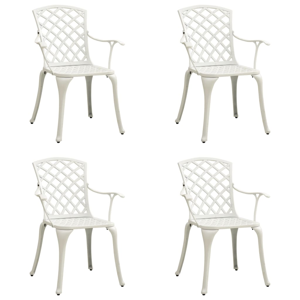 vidaXL Chaises de Jardin 4 Pcs Aluminium Moulé Blanc
