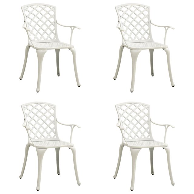 vidaXL Chaises de Jardin 4 Pcs Aluminium Moulé Blanc