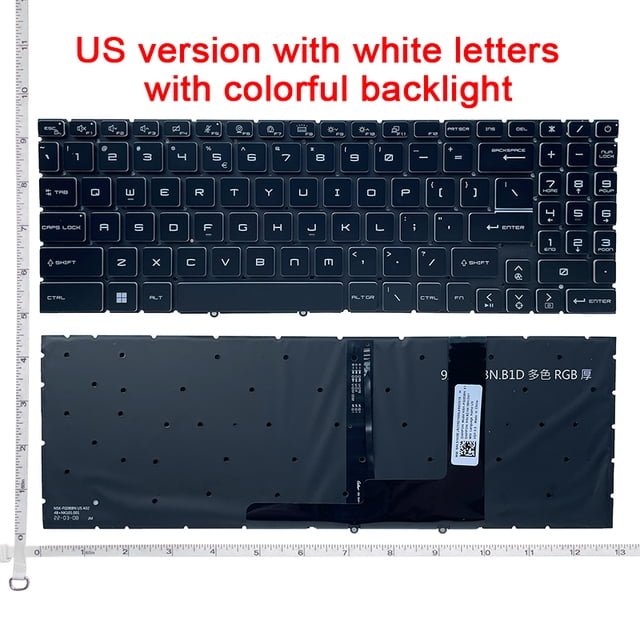 Clavier US RU pour MSI Crosshair 15 15-A11U 15-B12U B12UEZ GF66 MS-1582 GL66 GF76 GL76 MS-17L1 MS-17H3 V203222CK1 Rétroéclairé US RGB Rétroéclairé