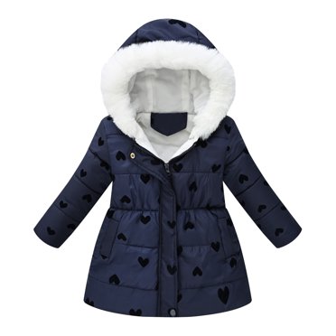 Daznico Manteau d'Hiver à Capuche pour Tout-Petites Filles, Veste Épaissie Coupe-Vent à Fermeture Éclair, Manteau Chaud, Taille 6-7 Ans