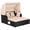 Black + Beige, variant on Costway Patio Rattan Daybed Lounge Retractable Top Canopy Side Tables Cushions Black