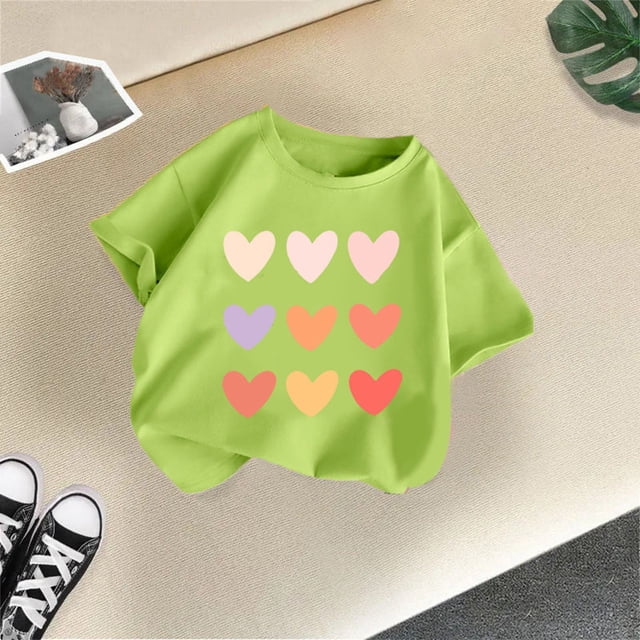 T-shirts et Chemises pour Filles Titre de Produit Enfants Filles Mignon Imprimé Graphique Col Rond Manches Courtes T-Shirt pour l'Été Tenue Décontractée