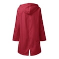 thumbnail image 3 of LSLJS Women Solid Rain Jacket Outdoor Fleece Keep Warm Plus Hooded Raincoat Windproof Jackets Solid Outwear( Red, M), 3 of 3