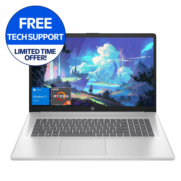 HP Essential Portable 17,3 Po FHD, AMD Ryzen 5 7430U, 16 Go de RAM, SSD 512 Go, Windows 11 Famille, Argent