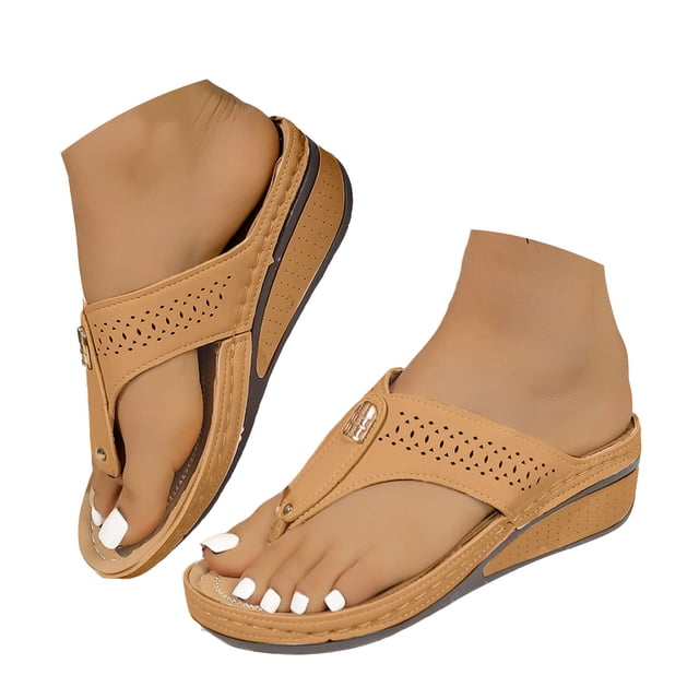 IUJSOY Comfortable Flip Flops for Women with Arch Support 2025 Dressy Wedge Sandals Beach Shoes