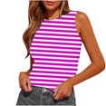 thumbnail image 1 of Plebaso Débardeurs Ajustés à Rayures pour Femmes Sans Manches à Col Rond Froncés Blouses d'Été Décontractées Basiques T-Shirts, 1 of 4