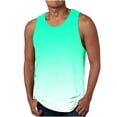 thumbnail image 4 of Sentmoon Mens Tank Tops Summer Sleeveless Crew Neck Mens Workout Shirts Gradient Color Loose Fit Plus Size Running Mens Casual Shirts Hawaii for Layering Under Shirts Green L, 4 of 8