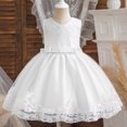 thumbnail image 2 of Birdeem Robe Sans Manches à Col Rond pour Filles Été Nouvelle Jupe Princesse en Dentelle à Volants Broderie Nœud en Maille, 2 of 12