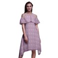 thumbnail image 1 of Bimba Butterfly Printed Womens Ruffle Front Cold Shoulder Swing Shift Dress-Large, 1 of 6