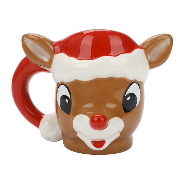 Rudolph the Red-Nosed Reindeer Santa Hat 14oz Sculpted Mug