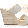 thumbnail image 4 of BLISSFUL STEP Sandales Compensées Espadrilles Beige à Plateforme avec Strass pour Femmes 6 m US, 4 of 6