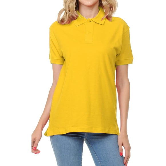 FRESH TEE Womens Adult Unisex 100 Cotton Classic Fit Polo Shirt Short Sleeve for Daily Work School Uniform
