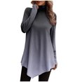 thumbnail image 1 of Birdeem Women Temperament Solid Color Long Sleeved Round Neck Irregular Long Sleeved T-Shirt, 1 of 1