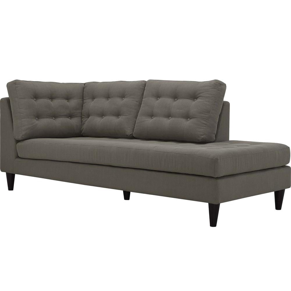 Modway Empress Méridienne Orientée à Droite en Tissu de Polyester Rembourré, Couleur Granite