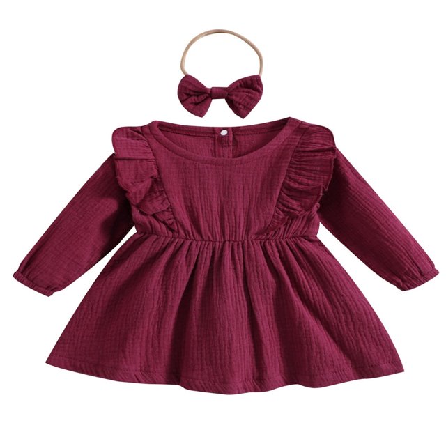 Bébé bébé Filles Tenues Manches Longues Volant une Ligne Robe Vêtements Mignons 2 Pièces Ensemble