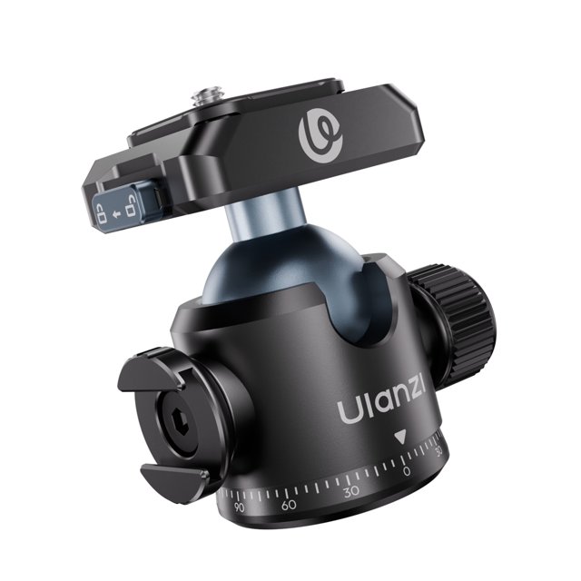 Ulanzi T100 Tripod Ball Head – 360° Panoramic Rotation Quick Release Aluminum Ball Head for DSLR, Mirrorless Cameras & Video Tripods (6kg Load Capacity)