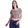 thumbnail image 2 of Moomaya Printed Viscose Crop Top Short Sleeve Zipper Tunic Womens Summer Tops, 2 of 4