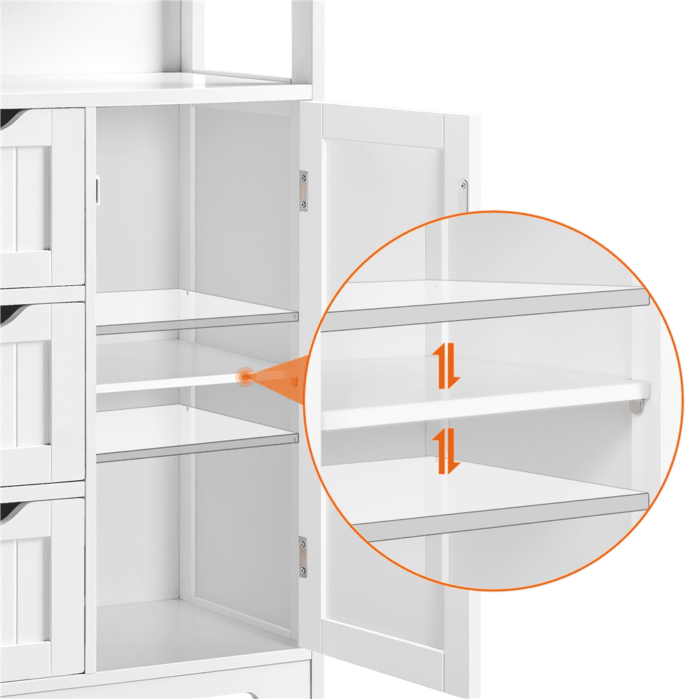 FullFurnique Armoire de Rangement Autoportante en Bois pour Salle de Bain avec Tiroirs, Blanc