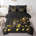 thumbnail image 1 of Golden Musical Notes 7 Piece Comforter Set Full Bed in a Bag,Glitter Dots Bedding Sets Starry Sky Backdrop Sheet Set with Comforter,Music Theme Bed Set, 1 of 6