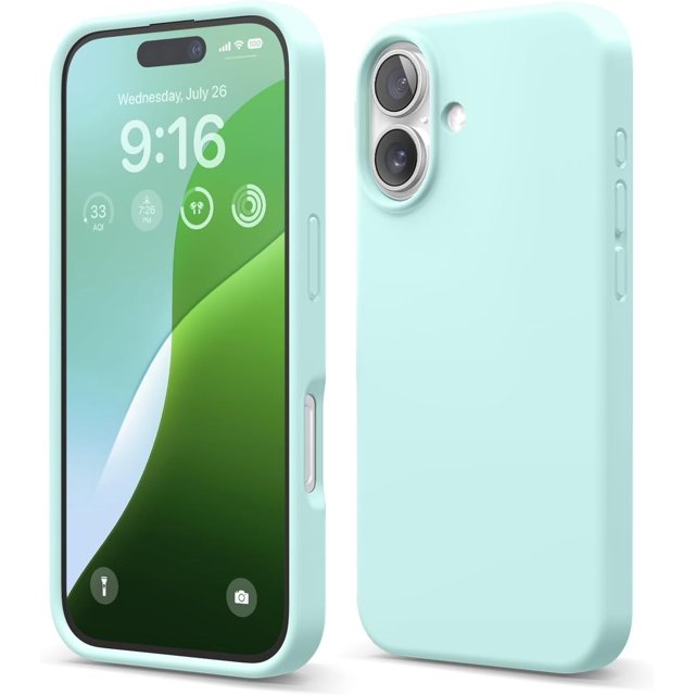 KOMI Compatible with iPhone 16 Pro Max Case, Premium Liquid Silicone Case, Full Body Protective Cover, Shockproof, Slim Phone Case, Anti-Scratch Soft Microfiber Lining, 6.9 inch Aqua Sky