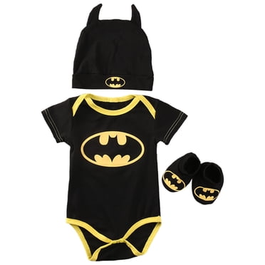 3 Pack Newborn Baby Boy Clothes Summer Casual Style Infant Bat Print Pattern Triangle Bodysuit Hooded Shoes Boys Romper&Jumpsuit 90/12 M—18 M