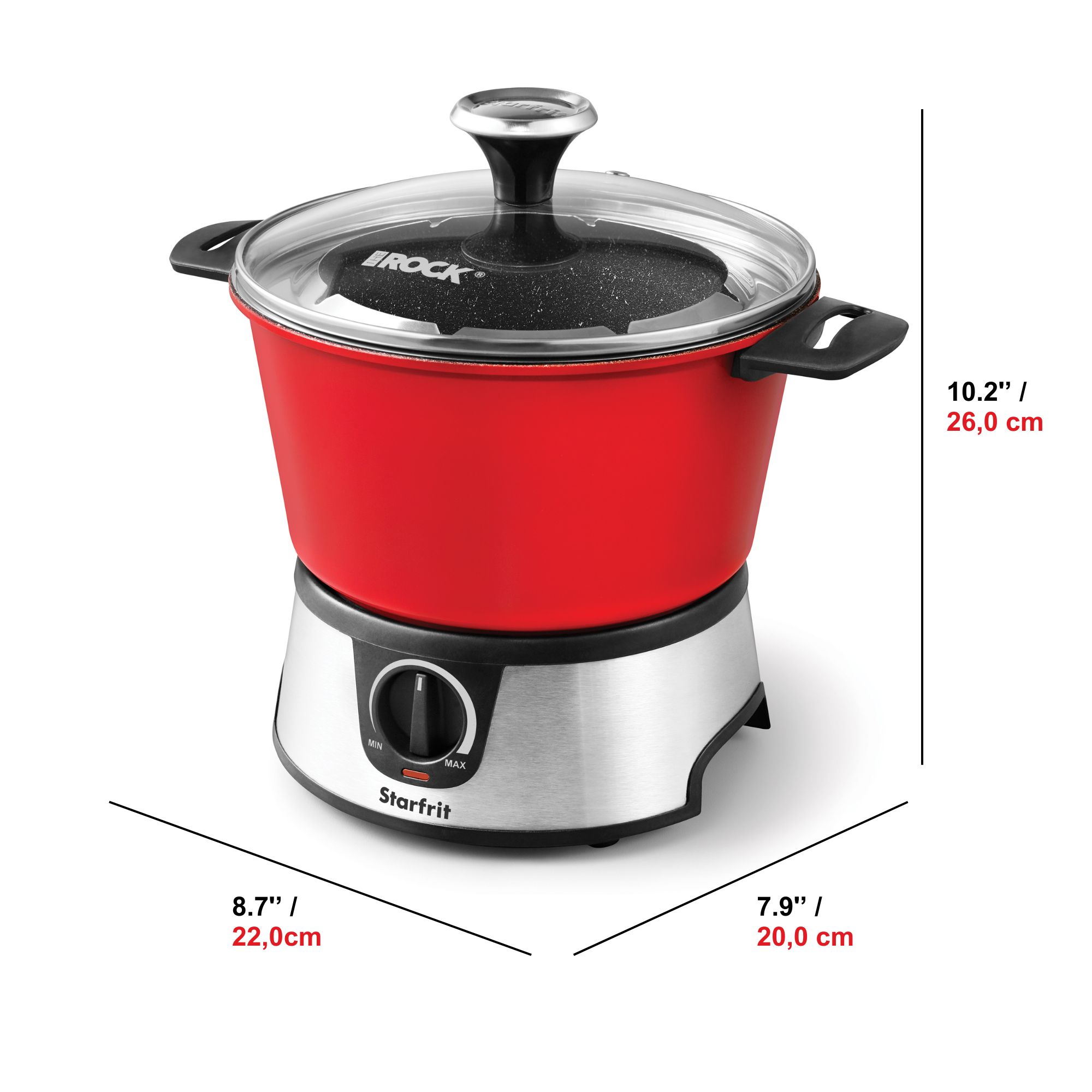 Starfrit Ensemble à fondue électrique The Rock 13 Pièces, Capacité 3L, Composants Emboîtables, Cordon Magnétique Rapide, Facile à Nettoyer, 1500W