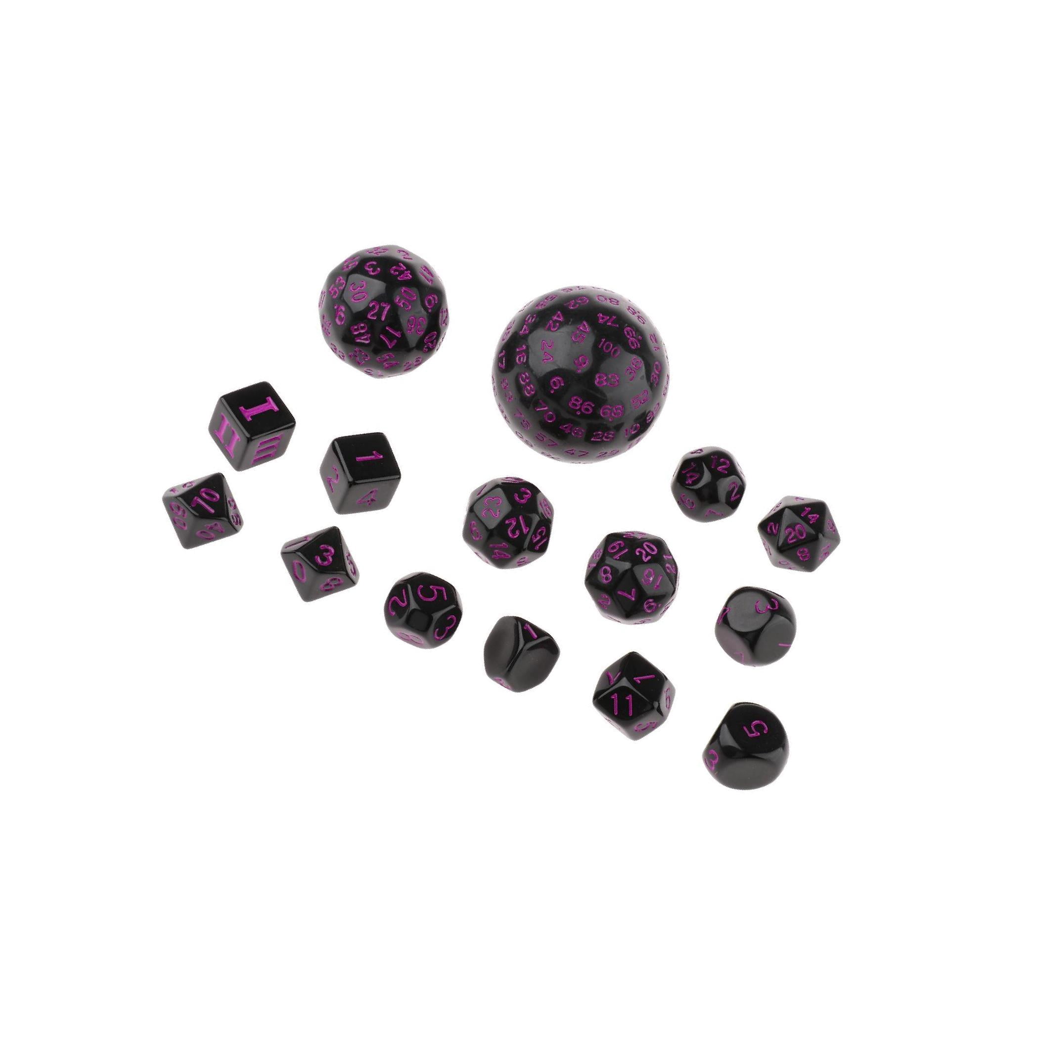 Xingzhi 15Pieces Acrylic Multi Side Numeral Dice for Role Play Board Game Purple