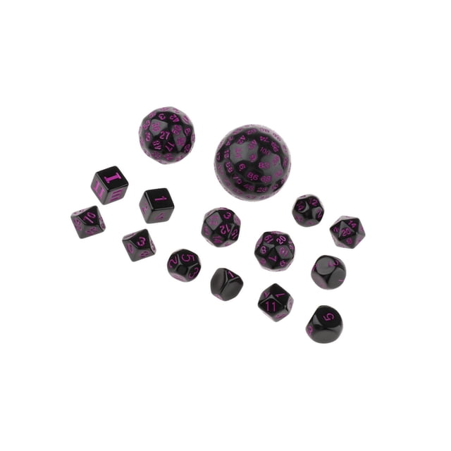 Xingzhi 15Pieces Acrylic Multi Side Numeral Dice for Role Play Board Game Purple