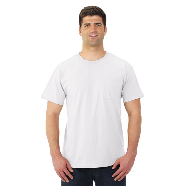 Jerzees T-Shirt à Col Ras du Cou à Manches Courtes avec Poche pour Hommes DRI-POWER Active, 2X, Blanc
