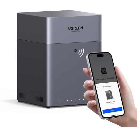 UGREEN NAS DH4300 Plus NASync 120TB Storage Hub w/HDMI Cable Dark grey Retail