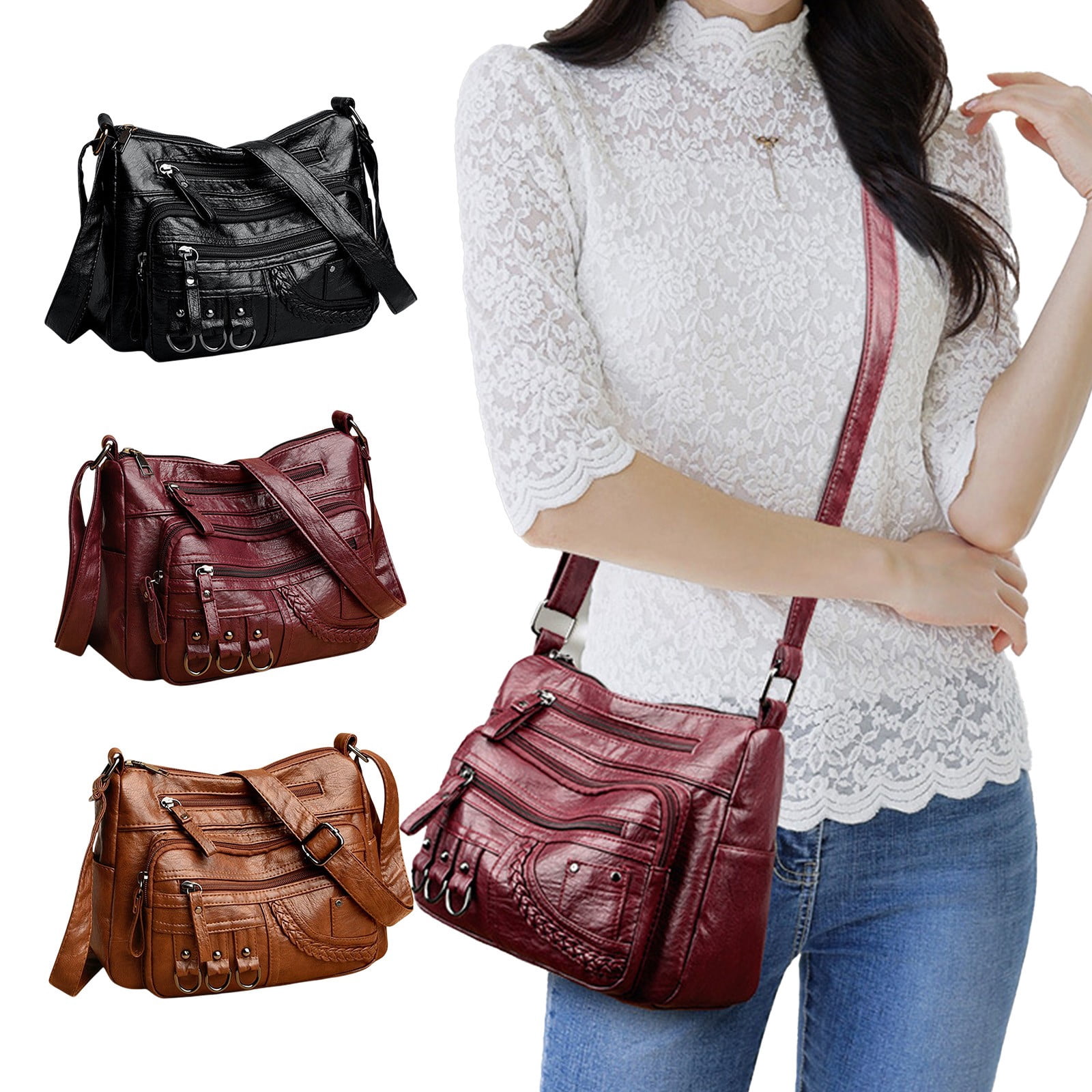Wzzjkit Shoulder Bags for Women, Large Capacity Soft Leather