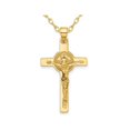 thumbnail image 1 of 14K Yellow Gold Cross Crucifix and St Benedict Pendant Necklace with Chain, 1 of 4