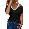 thumbnail image 1 of B91xZ T-Shirt Basique Décontracté pour Femmes à Manches Courtes, Coupe Ajustée, Col Rond, Ajusté, Noir G, 1 of 4