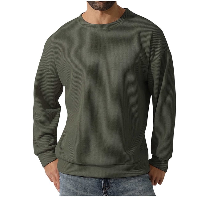 LOVZFMLL Jackets for Men's Casual Sports Long Sleeve Solid Color Crewneck Sweater Sweater Base