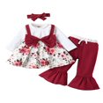 thumbnail image 1 of MesaSe Bébé Filles Bell Bas 3Pcs Floral Tenues à Manches Longues / Courtes Patchwork Tops Évasé Pantalon Bandeau Rouge Manches Courtes, 1 of 7