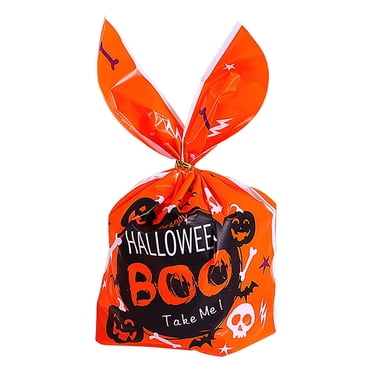 Halloween Treat Bags Candy Bags,50pcs Kids Candy Bags Goodie Bags, Halloween Theme Candy Bags,Cute Rabbit Ear Small Halloween Cookies Plastic Gift Bags for Halloween Party Decoration Supplies