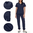 thumbnail image 2 of Nfurl Ensembles de Joggers de Sarraus pour Femmes 2 Pcs Manches Courtes Col en V Uniformes d'Infirmière Hauts avec Multiples Poches Sarraus de Soins Infirmiers pour Femmes Ensembles Assortis Bleu Marine TG, 2 of 7