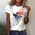 thumbnail image 1 of Blouses pour Femmes Mode Femme Col Rond Été Manches Courtes Blouse T-Shirt Décontracté Hauts Imprimés Blouse d'Été pour Femmes en Liquidation, 1 of 4