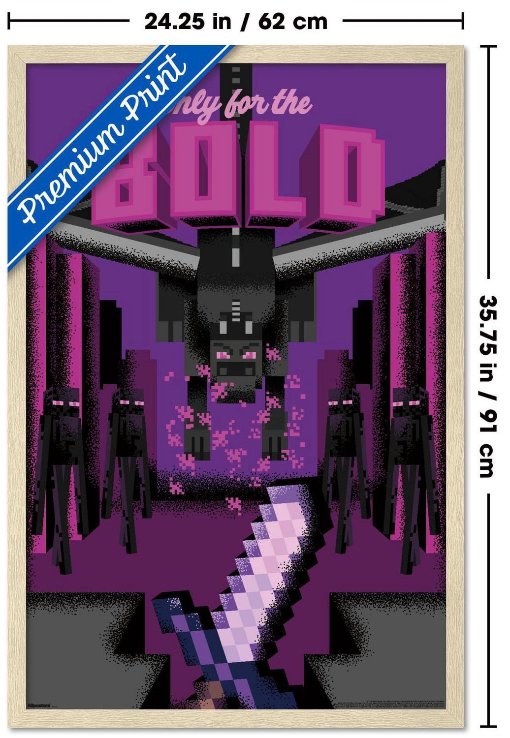 Minecraft: Discover - Only For The Bold Wall Poster, 14.725" x 22.375" Framed