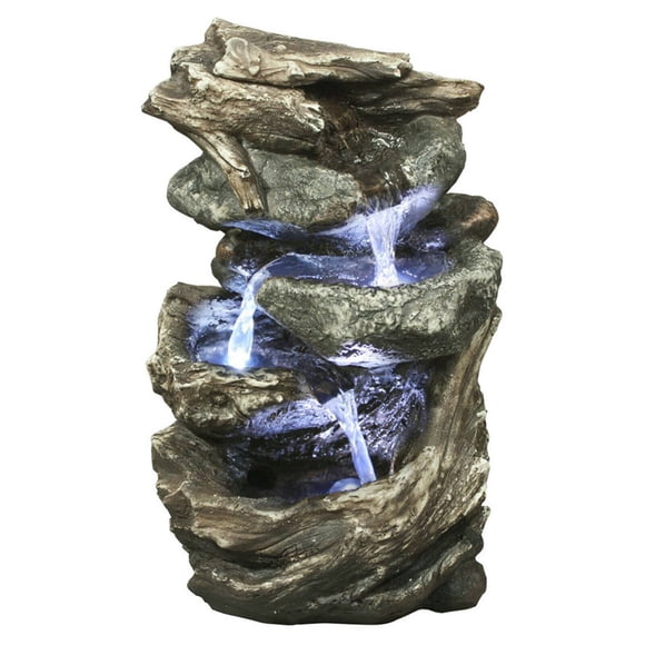 Hi-Line Gift Ltd Log and Stone Waterfall Fountain with LED Light