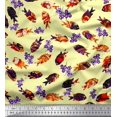 thumbnail image 1 of Soimoi Poly Georgette Fabric Floral & Textured Fish Ocean Printed Fabric 1 Yard 42 Inch Wide, 1 of 3
