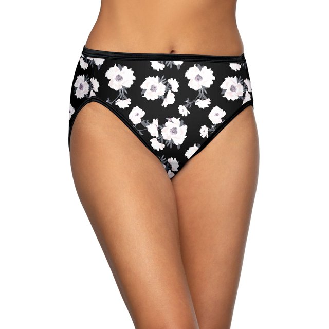 Vanity Fair Womens Body Shine Illumination Hi Cut Panty, 10, Nightfall Print