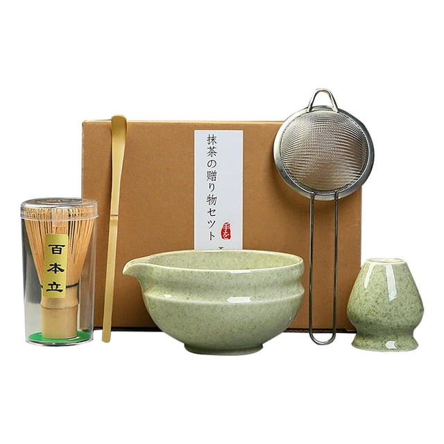 Classic Kitchen Accessories, Premium Matcha Tea Set with Whisk Ceramic Bowl Holder Matcha Making Kit for Traditional Japanese Tea Ideal Matcha Set for Beginners And